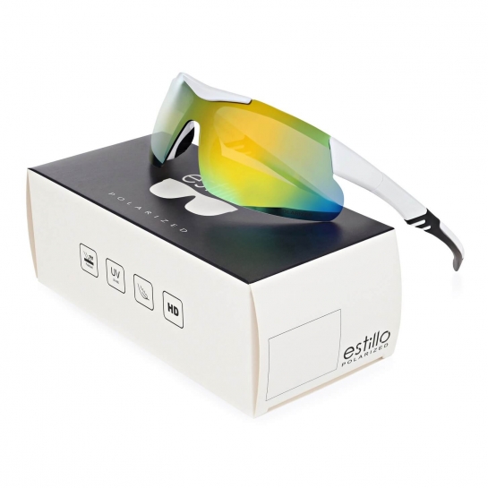 Okulary sportowe przeciwsłoneczne z polaryzacją lustrzane ESTILLO EST-412A-8 white/orange